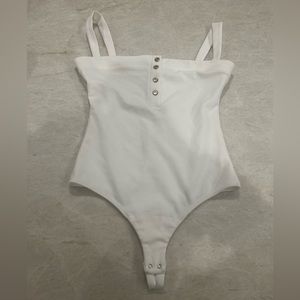 SAINT BODY GOLD BUTTON WHITE BODY SUITE NO FLAWS GREAT CONDITION